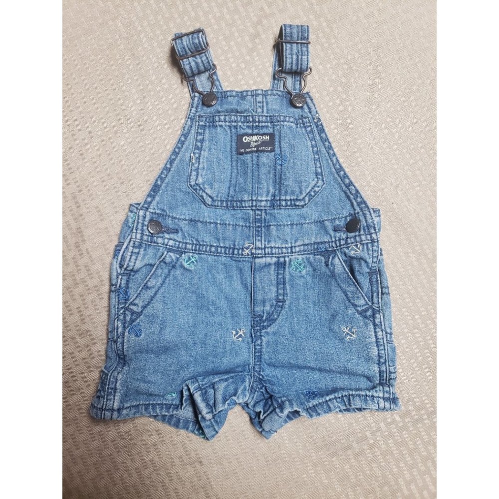 OshKosh BGosh Nautical Blue jean Overall short 12m